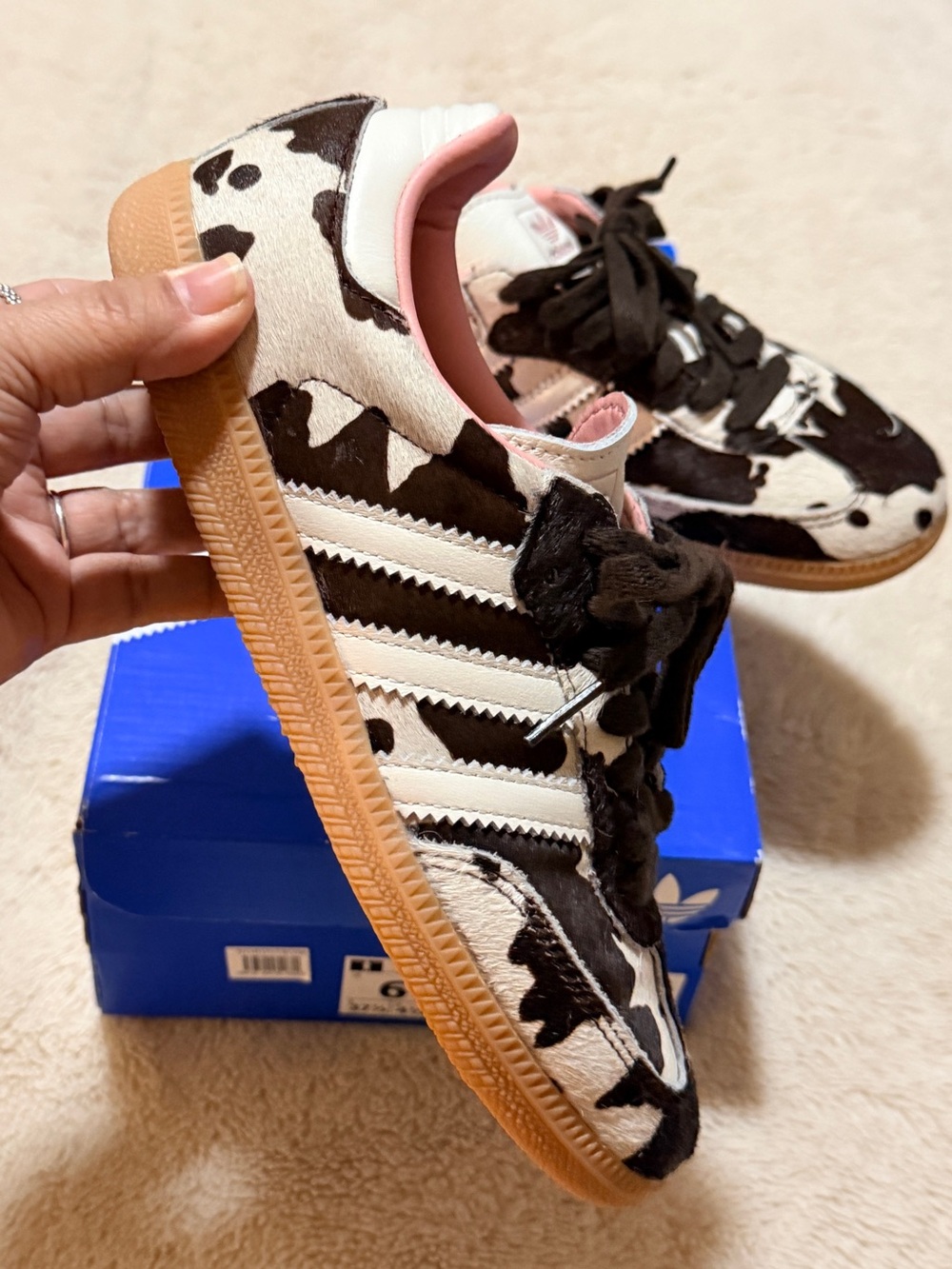 Adidas Women's Samba Sneakers in Dk Brown, White & Pink - Picture 4 of 7